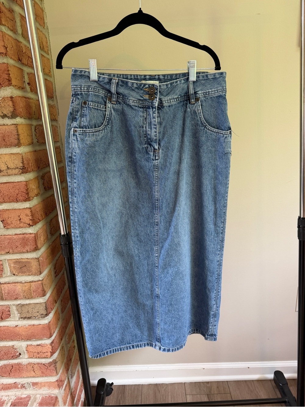 Christopher & Banks 100% cotton Light Blue Denim Midi Skirt with rear slit
